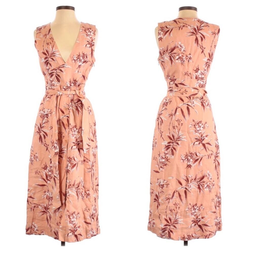 JOIE $298 NWT Designer Blush Pink & Cream Belt Wrap Floral Dress – Small